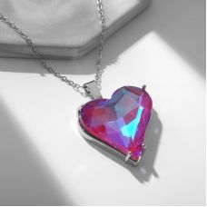 Кулон "Сердце", цвет тёмно-фиолетовый в серебре